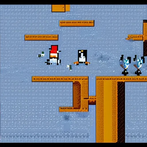 Prompt: penguin soviet commander, pixel art, retro, point and click adventure video game