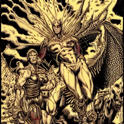 Image similar to dragon's heaven by makoto kobayashi in the style of barry windsor - smith and h. r. giger