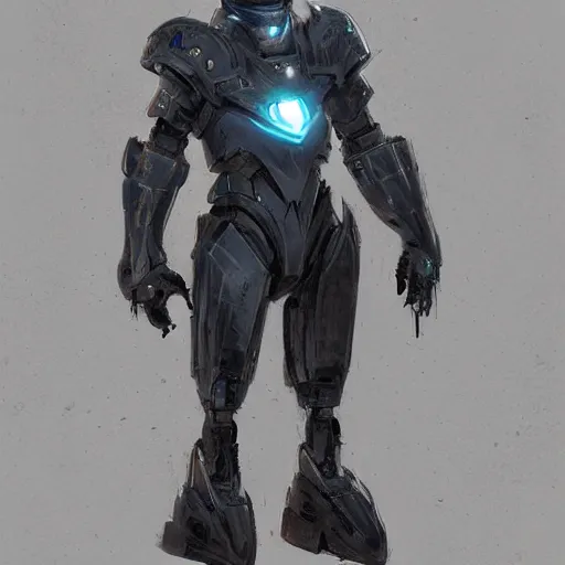 Image similar to Neo night gaurd robot by rossdraws,greg rutkowski,and Sarah Andersen,ambient style, very detailed,detailed armor,detailed helmet