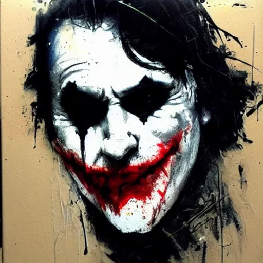 Prompt: joker, paint by Guy Denning