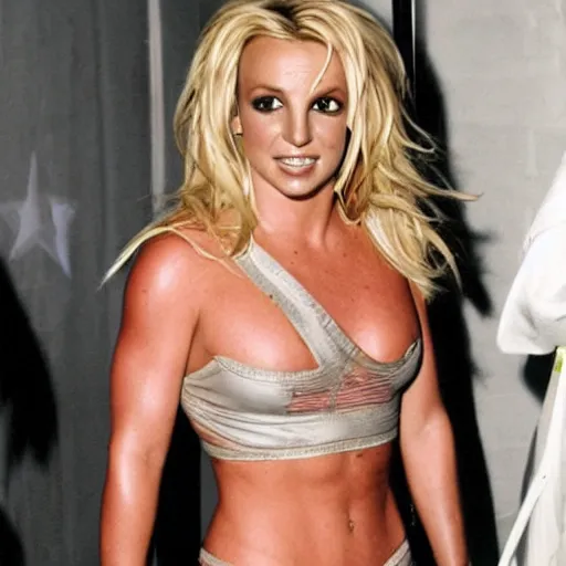 Prompt: photograph of Britney Spears in a straight-jacket