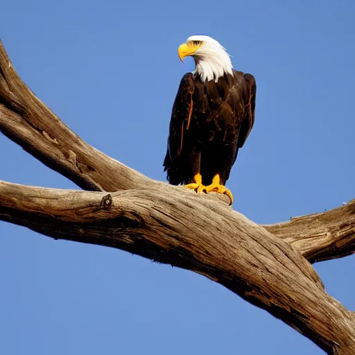 Prompt: a crucified bald eagle