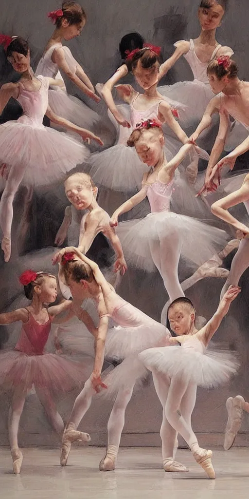 Prompt: oil painting scene from ballet school by kim jung gi