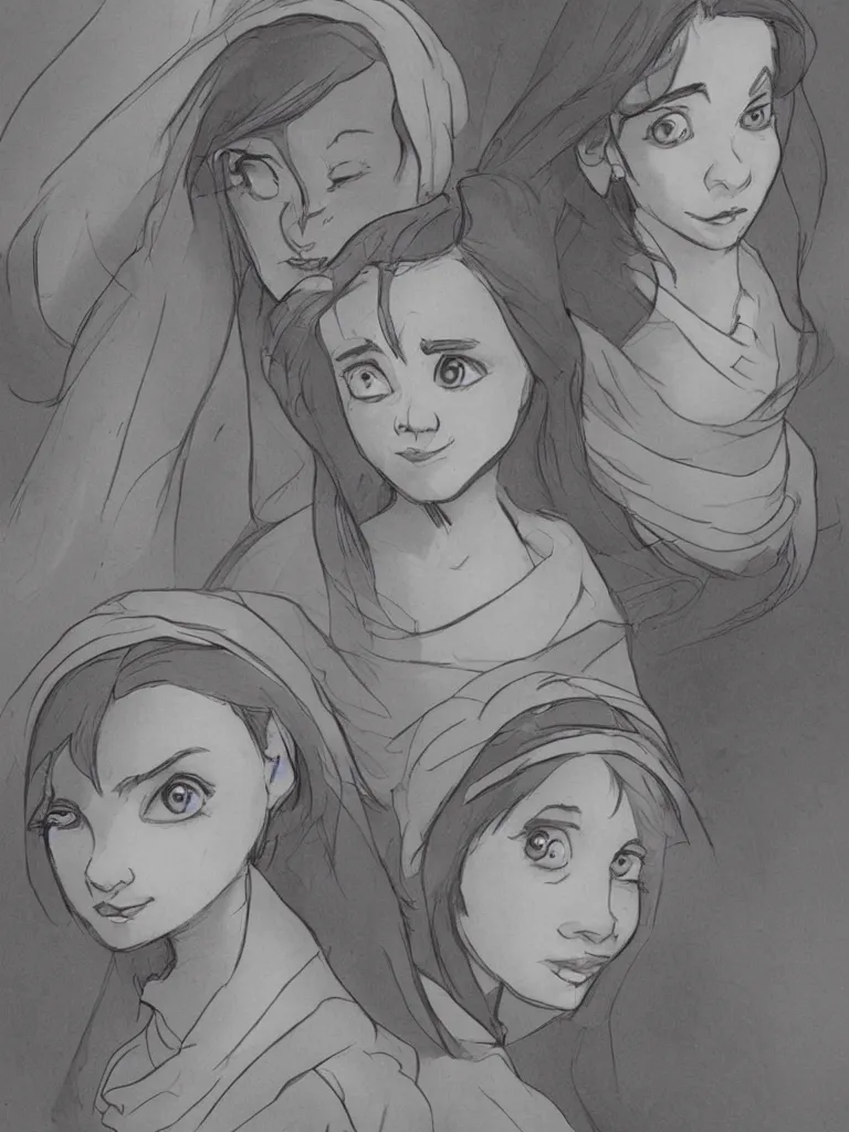 Image similar to sisters by disney concept artists, blunt borders, rule of thirds