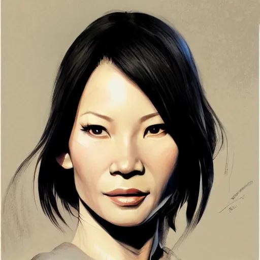 Image similar to lucy liu portrait as manga girl, realistic shaded perfect face, fine details. anime. realistic shaded lighting poster by ilya kuvshinov katsuhiro otomo ghost - in - the - shell, magali villeneuve, artgerm, jeremy lipkin and michael garmash and rob rey