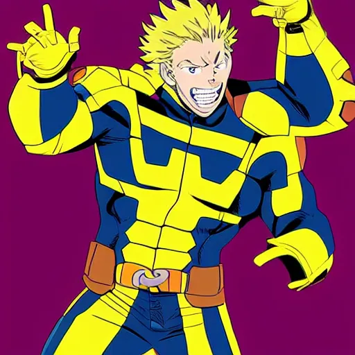 Image similar to chris pratt as all might from my hero academia