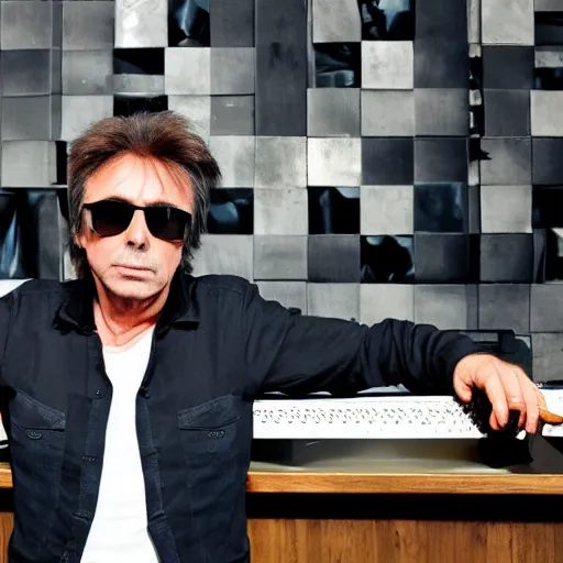 Prompt: Jean Michel jarre playing oxygene