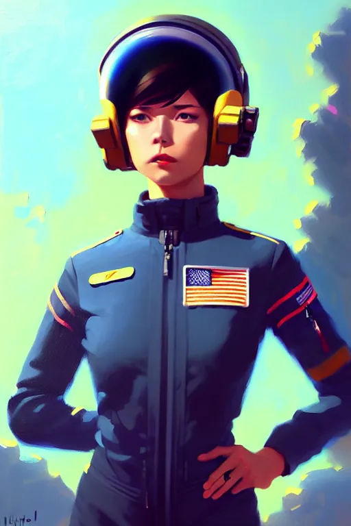 Image similar to a ultradetailed beautiful panting of a stylish woman space pilot, oil painting, by ilya kuvshinov, greg rutkowski and makoto shinkai, trending on artstation