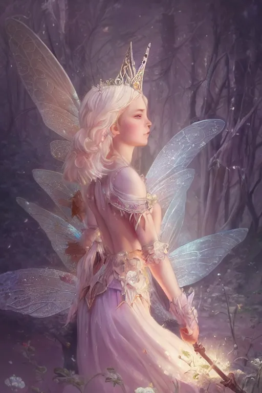 Image similar to fairy princess, highly detailed, d & d, fantasy, highly detailed, digital painting, trending on artstation, concept art, sharp focus, illustration, art by artgerm and greg rutkowski and fuji choko and viktoria gavrilenko and hoang lap