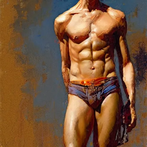 Image similar to Andrew Garfield with a shredded body type, painting by Gaston Bussiere, Craig Mullins