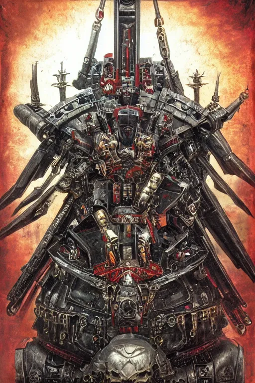 Prompt: portrait of adeptus mechanicus from Warhammer 40000. Highly detailed