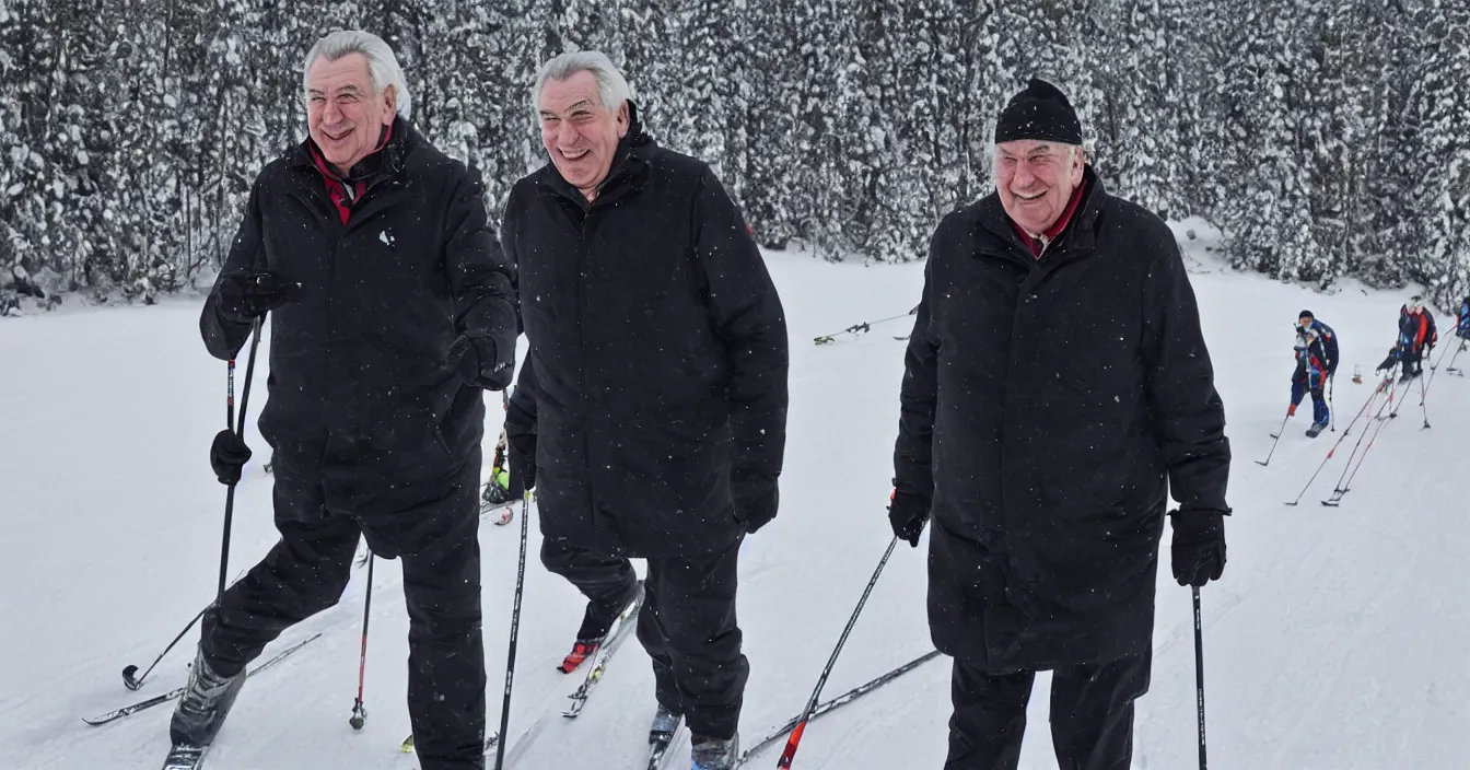 Image similar to portrait of smiling czech president milos zeman enjoying cross - country skiing