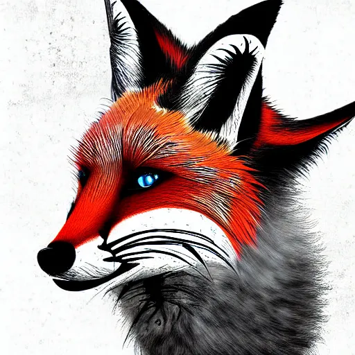 Image similar to mad fox scientist, digital art