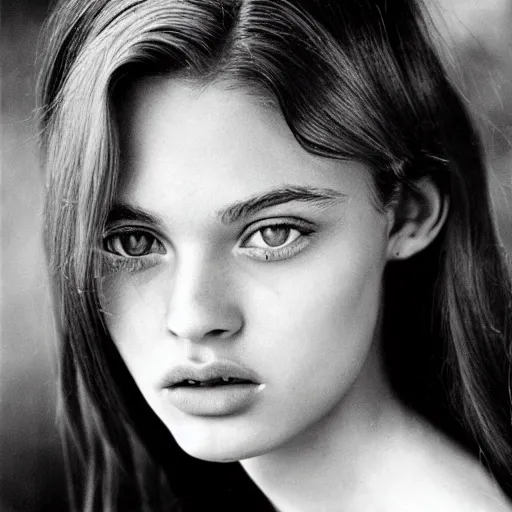 Image similar to photo portrait of a young beautiful ukrainian model by terry o'neill