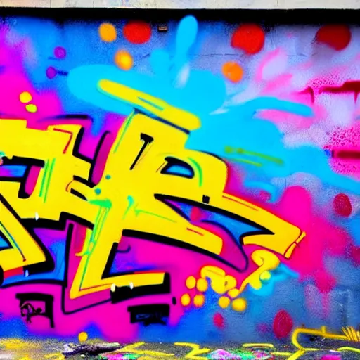 Image similar to graffiti, explosion of colored painting ,