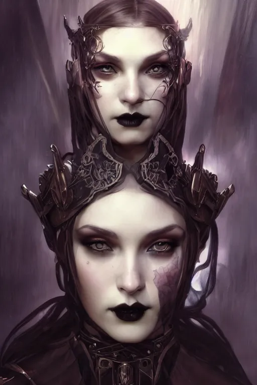 Image similar to beautiful and gothic and evil and luxury and dieselpunk young medieval female knight portrait +smoky eyes+front face with light flowing hair, ultradetail face, art and illustration by tian zi and craig mullins and WLOP and alphonse mucha, fantasy, intricate complexity, human structure, human anatomy, fantasy character concept, watermark, blurry, hyperrealism 8k