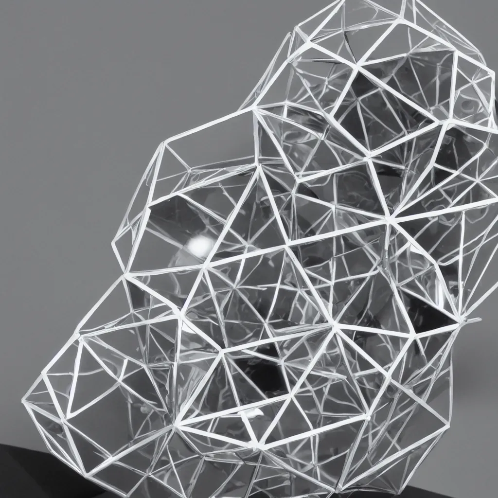 Image similar to product photo of a dodecahedron made of one way mirrors