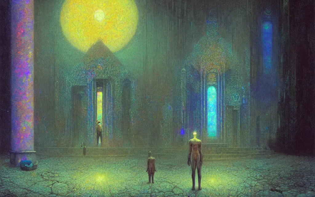 Prompt: iridescent hyperpop cyberpunk opal temple, future perfect, award winning digital art by santiago caruso and odilon redon