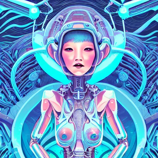 Image similar to ethereal cybernetic alien princess in the mountains, extremely detailed, sharp focus, wide view, full body shot, smooth, digital illustration, by james jean, by rossdraws, frank franzzeta, sakimichan