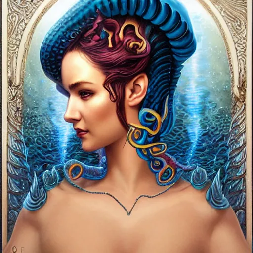 Image similar to underwater naga lovecraftian portrait, Pixar style, by Tristan Eaton Stanley Artgerm and Tom Bagshaw.