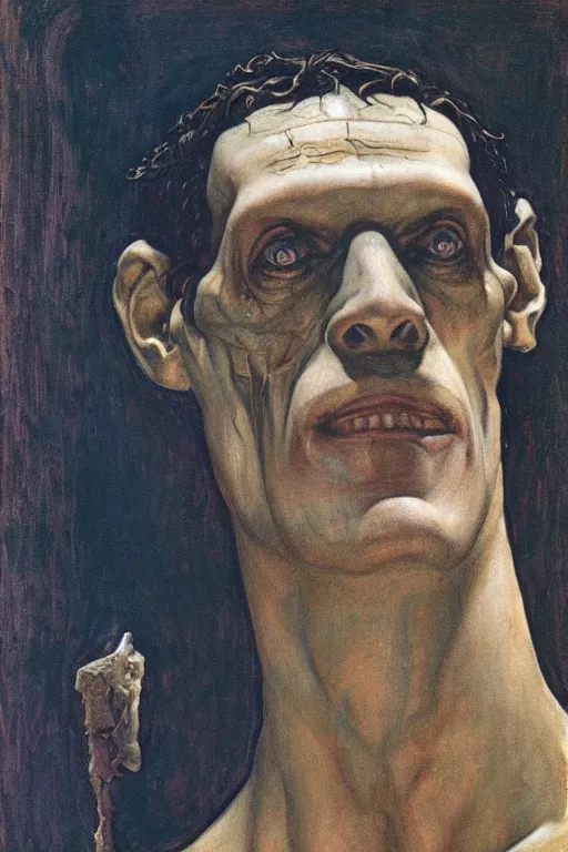 Prompt: a portrait of Frankenstein, by Annie Swynnerton and Nicholas Roerich and Jean Delville, dramatic cinematic lighting, extremely detailed