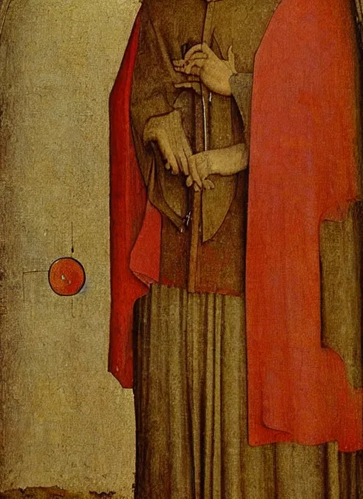 Prompt: red sand watch, Medieval painting by Jan van Eyck, Hieronymus Bosch, Florence