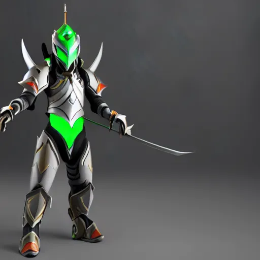 Prompt: a young boy with the appearance and armor of genji from overwatch, design, octane render, 4 k, ingame shot