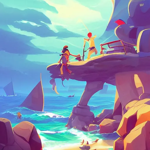 Image similar to painting treasure on sea of thieves game smooth median photoshop filter cutout vector, behance hd by jesper ejsing, by rhads, makoto shinkai and lois van baarle, ilya kuvshinov, rossdraws global illumination