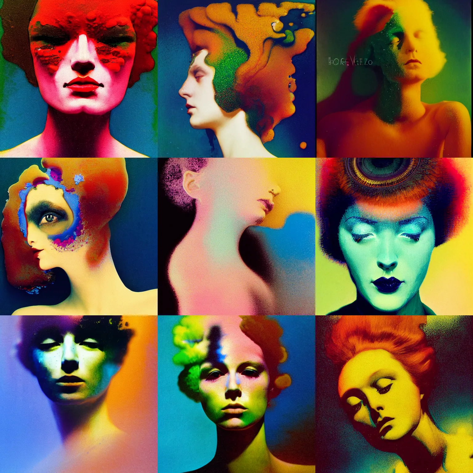 Prompt: colorful melting womans head, ferrofluid, kodak portra, 8 k, soft light, fine art portrait photography, fashion photography, maxfield parrish, camille vivier, moebius, james jean, yoji shinkawa, odilon redon, gaston bussiere, eugene grasset, janis rozentals