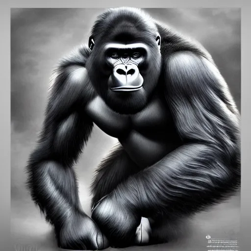 Image similar to a gorilla curling weights, muscled gorilla training biceps at the gym, perfect high resolution, award winning ar , highly detailed, trending on art station, cgsociety