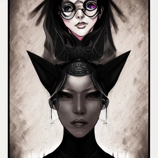 Image similar to shadowy pitch-black void occultist, portrait, intricate complexity, rule of thirds, in the style of Artgerm, character concept