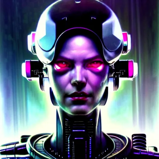 Image similar to beautiful cyberpunk character portrait, robots, scene with extremely large and intricate cyberpunk bionics, futuristic chrome drones, ultra realistic, dramatic lighting, the fifth element artifacts, highly detailed by peter mohrbacher, hajime sorayama, wayne barlowe, boris vallejo, aaron horkey, gaston bussiere, craig mullins