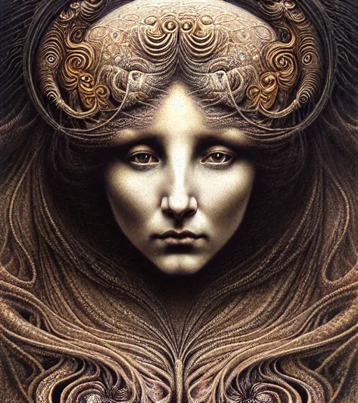 Image similar to detailed realistic beautiful sandstorm goddess face portrait by jean delville, gustave dore, iris van herpen and marco mazzoni, art forms of nature by ernst haeckel, art nouveau, symbolist, visionary, gothic, neo - gothic, pre - raphaelite, fractal lace, intricate alien botanicals, ai biodiversity, surreality, hyperdetailed ultrasharp octane render