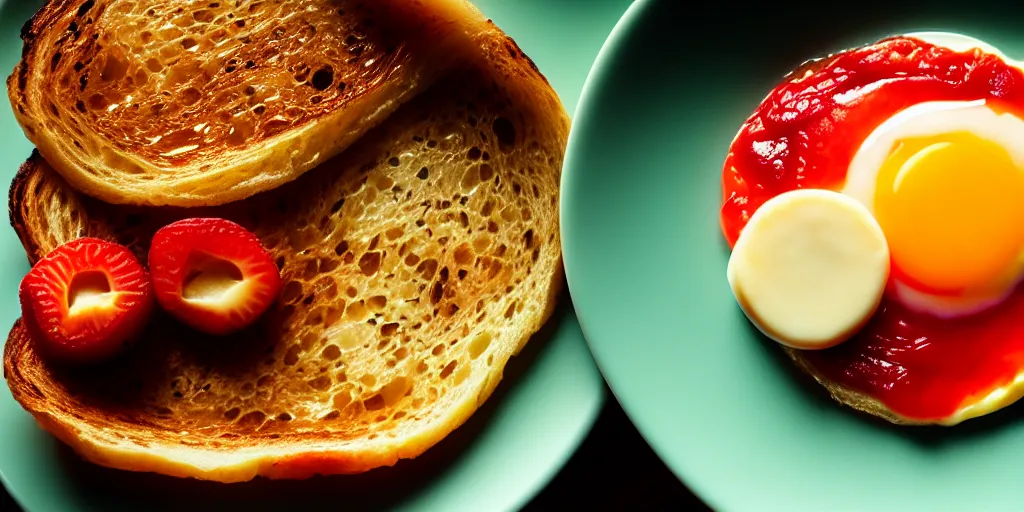 Image similar to photo of breakfast, close - up, low saturation, diffuse light