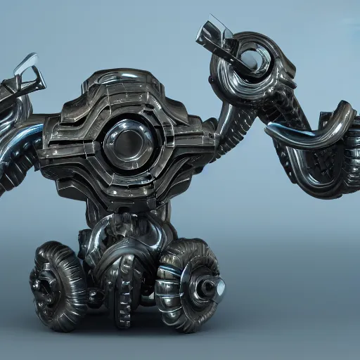 Image similar to mechanical greek hydra with cars as heads, cinematic, diffuse light, rendered in povray