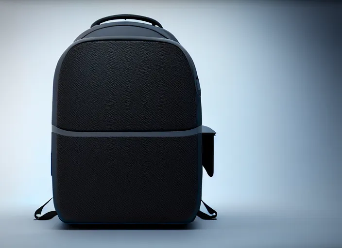 Prompt: futuristic backpack ( designed by nike ), xf iq 4, 1 5 0 mp, 5 0 mm, f / 1. 4, iso 2 0 0, 1 / 1 6 0 s, natural light, octane render, adobe lightroom, rule of thirds, symmetrical balance, depth layering, polarizing filter, sense of depth, ai enhanced