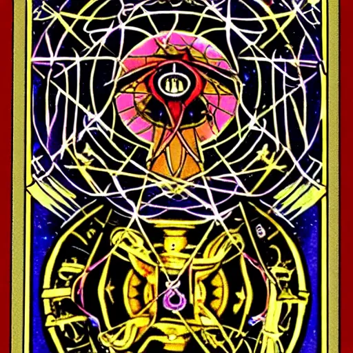 Image similar to occult ancient asymmetric tarot sacred geometry demon angel