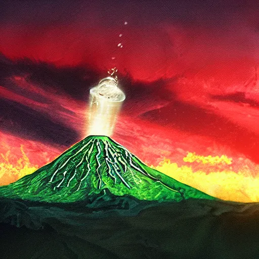 Prompt: Frodo throwing can of Mountain Dew into Mt Doom, photorealistic, film