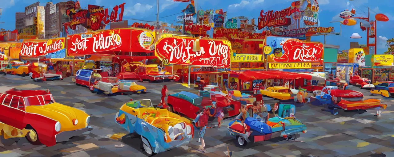 Prompt: the hot dog highway, promotional images, hyper realism, full color