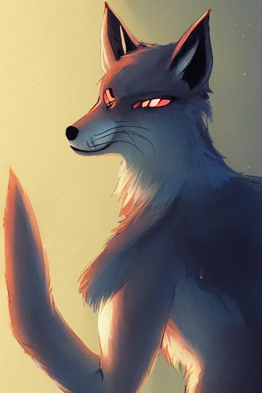 Image similar to a fox fursona, trending on artstation, by kawacy, furry art, digital art, cyberpunk, high quality, backlighting