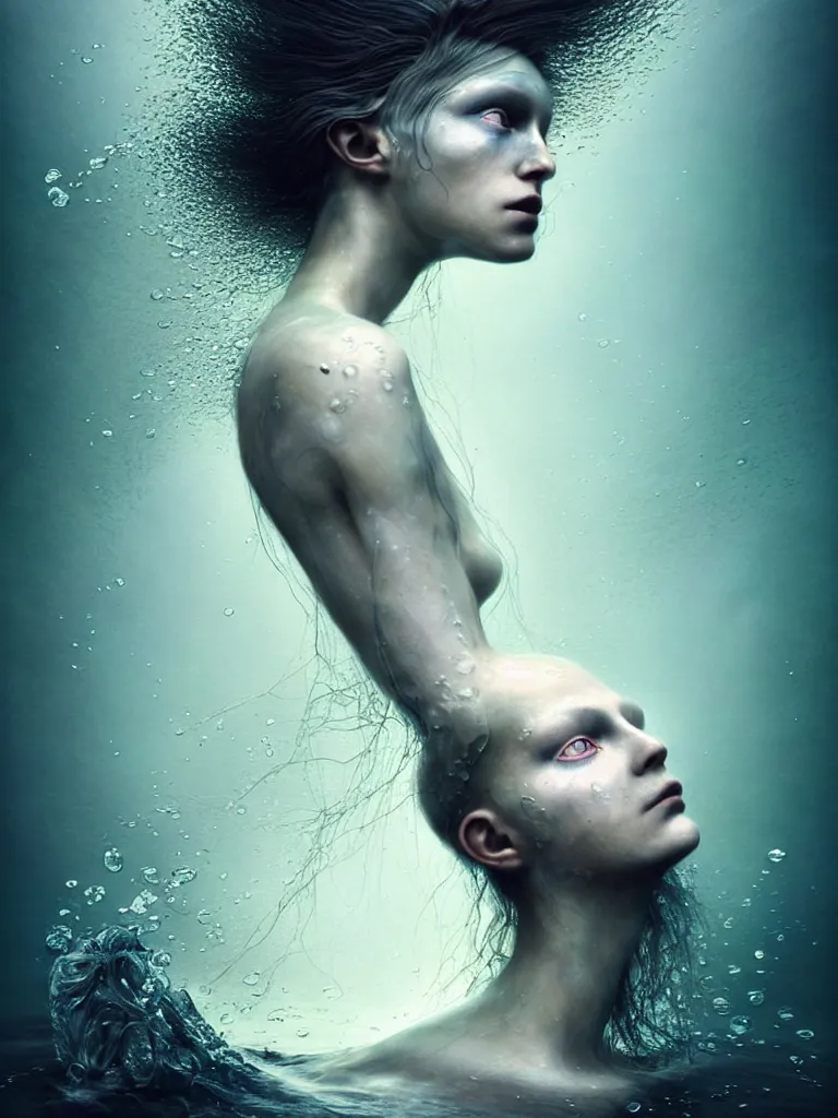 Prompt: kodak portra 4 0 0 fine art portrait by paolo roversi of a dystopian woman hybrid fluid water statue in a scenic dystopian environment, vortex hair floating in air, dreamy intricate, elegant, highly detailed, digital art, artstation, smooth, sharp focus, tomasz alen kopera, peter mohrbacher, donato giancola, dreamy colors