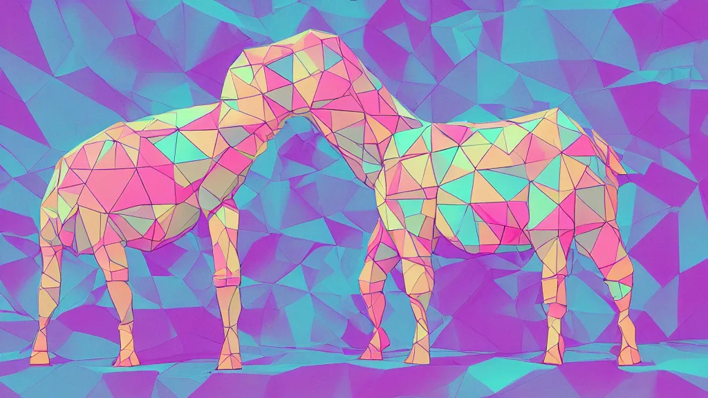 Image similar to vaporwave external complex polygon dromedary