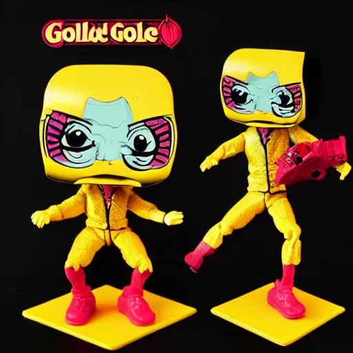 Prompt: goldie stop motion vinyl action figure, plastic, toy, butcher billy style
