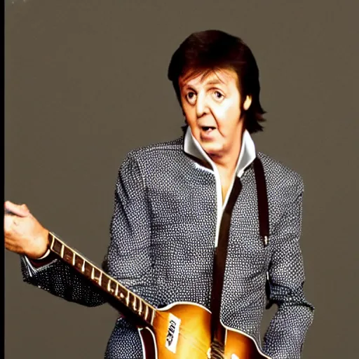 Prompt: Paul McCartney in an Elvis jumpsuit, 8k, high definition, highly detailed, photo-realistic