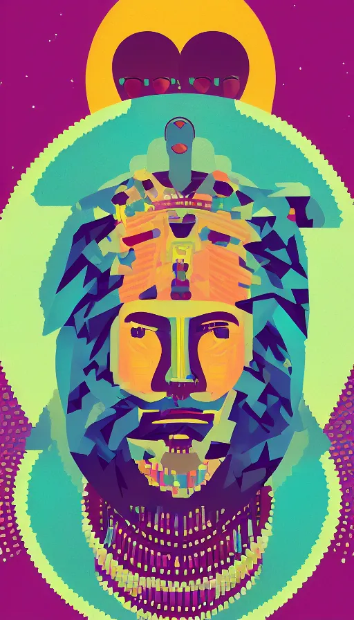 Image similar to portrait of a digital shaman, by kurzgesagt,