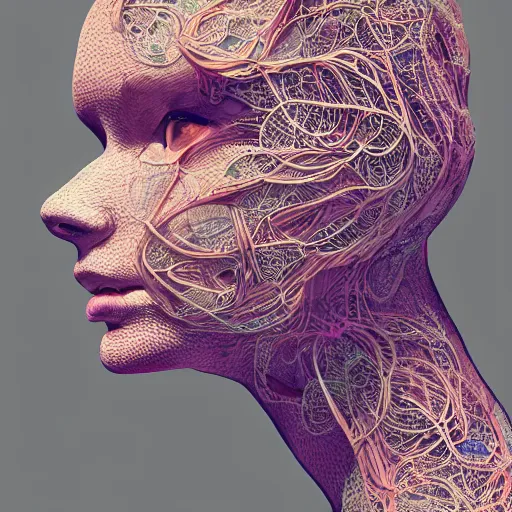 Prompt: the head of an unbelievably elegant and ridiculously beautiful woman partially made of potatoes and violets, an ultrafine detailed illustration by james jean, final fantasy, intricate linework, bright colors, behance contest winner, vanitas, angular, altermodern, unreal engine 5 highly rendered, global illumination, radiant light, detailed and intricate environment