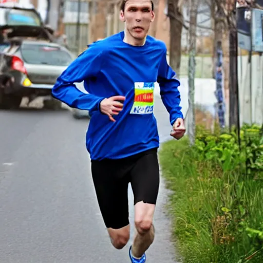 Prompt: photo of jerma 9 8 5 running to lidl store