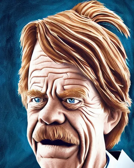 Prompt: a exaggerated illustration of william h. macy by Tom Richmond