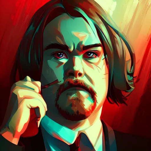 Image similar to Jack Black as Tyler Durden, ambient lighting, 4k, anime key visual, lois van baarle, ilya kuvshinov, rossdraws, artstation