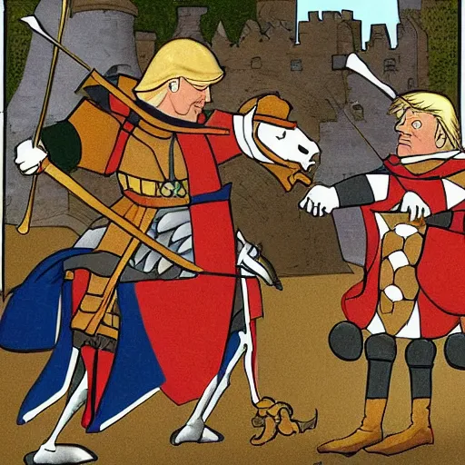 Prompt: Donald Trump in a medieval battle